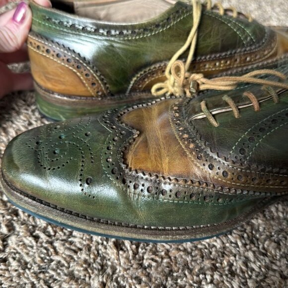 Lethato Wingtip Green Brown Men's Dress Shoe Size 9.5/10 - Picture 6 of 12